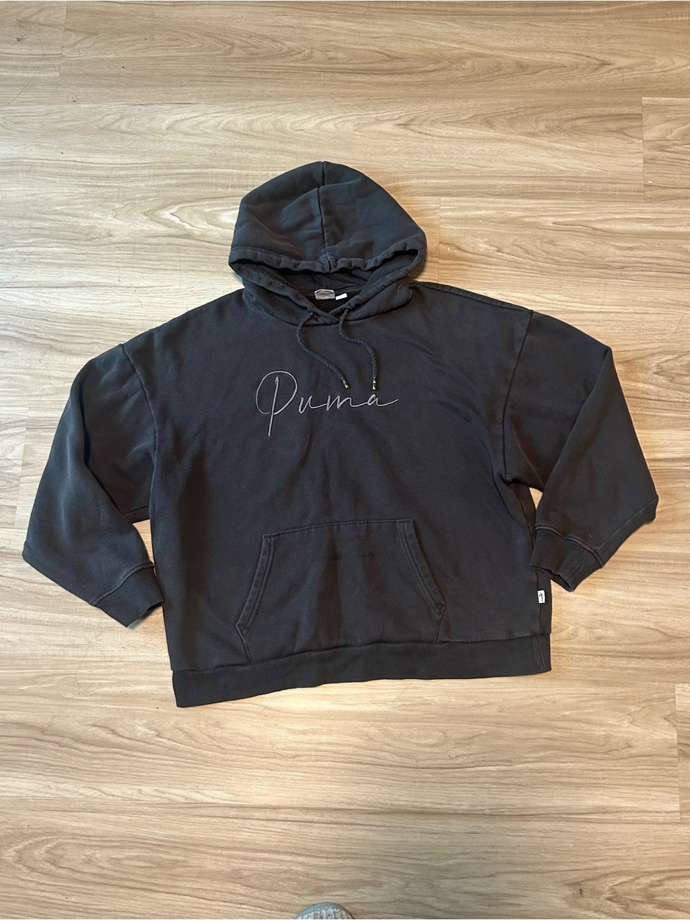 Y2k PUMA SCRIPT EMBROIDERED OVERSIZED HOODIE